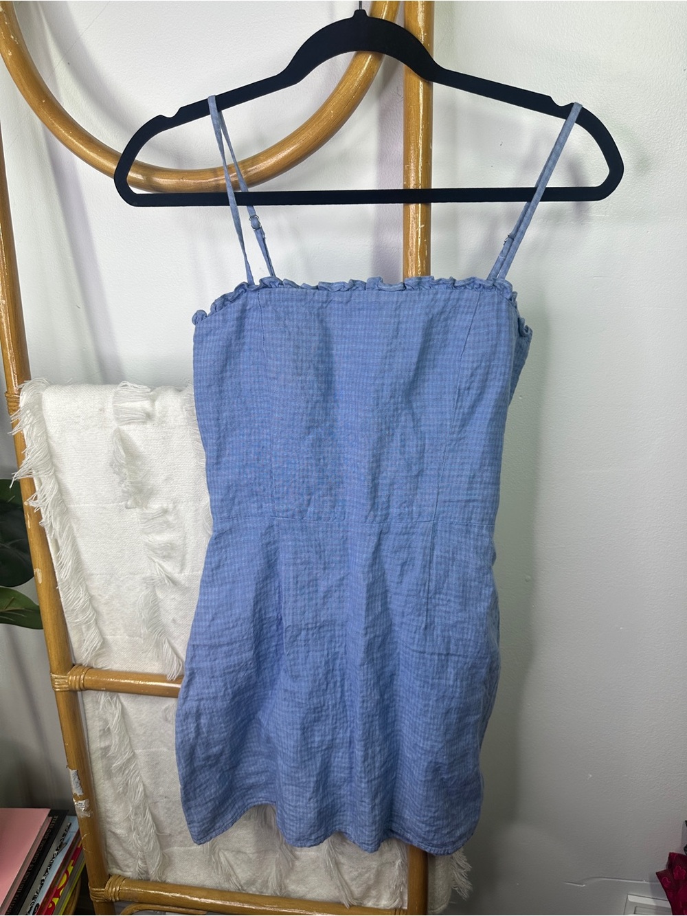 Reformation Blue Gingham Check Mini Dress sz 4